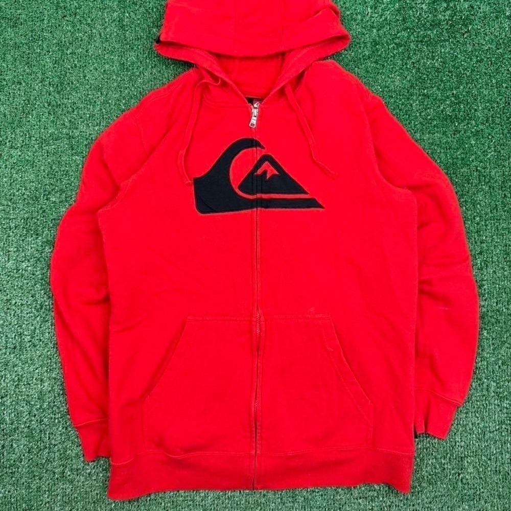 Quiksilver red and black zip-up hoodie